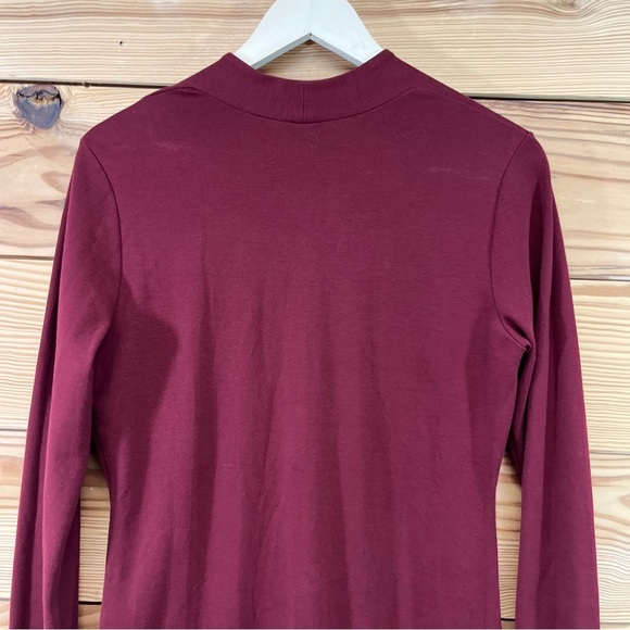 Peruvian Connection Dress Medium Burgundy LS Body Con Scoop Pima Lycra Maxi - Picture 8 of 11